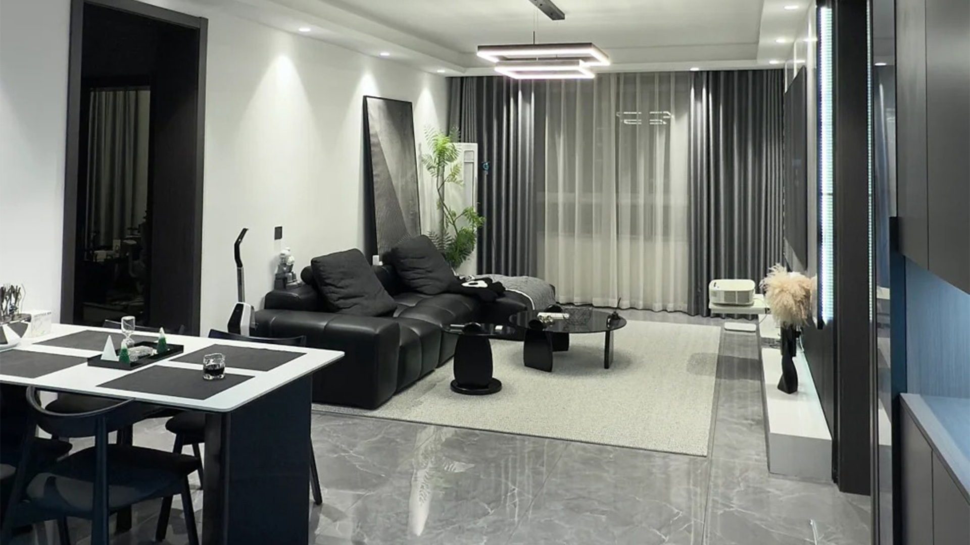 簡(jiǎn)約風(fēng)115平：開(kāi)放式黑白灰家